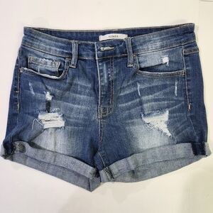 Klique B Size Medium Women’s Denim Shorts Distressed Folded Hem Size 27